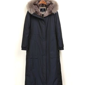 detachable rabbit fur water repellent coat